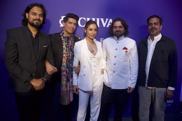 (L-R) Designer Rahul Mishra, Manish Malhotra, Malaika Arora, Siddharth K..